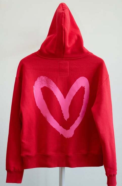 House of Shan Tops - House of Shan Signature Red and Pink Heart Hoodie
